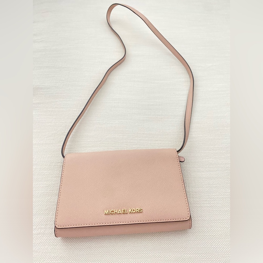 MICHAEL KORS Jet Set MK Convertible Cross-body Clutch Bag Wallet Ballet Saffiano